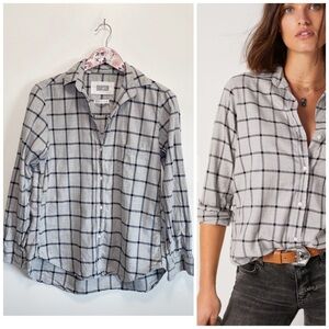 GRAYSON The Hero Button Down Shirt Gray Grid Print Size 1 / XS X-Small
